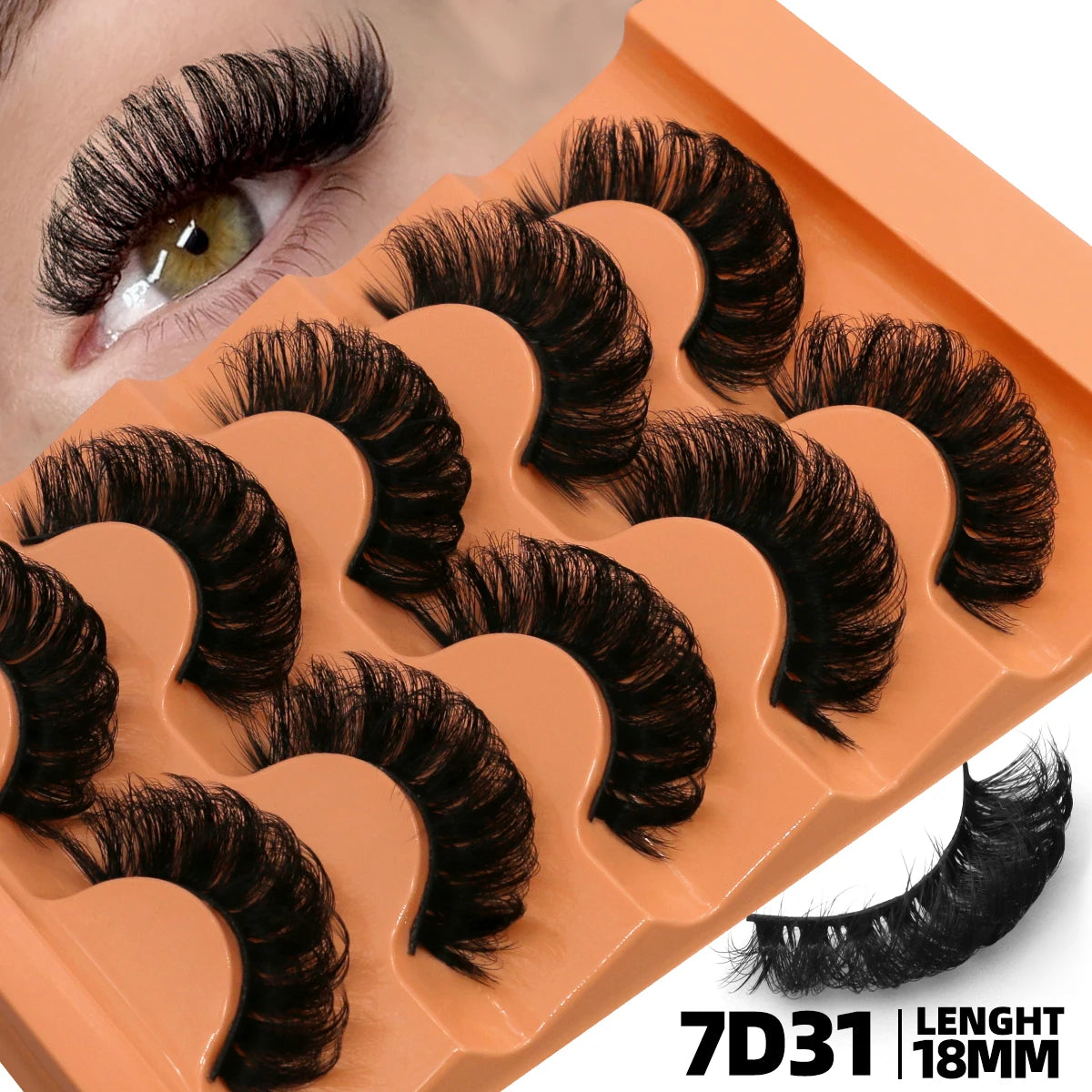 5 Pairs Fluffy Eyelashes 8D Volume False Lashes Russian Strip Lashes Extensions Thick Soft Curly Fake Lashes Makeup