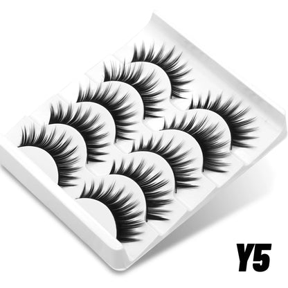 5 Pairs Fluffy Eyelashes 8D Volume False Lashes Russian Strip Lashes Extensions Thick Soft Curly Fake Lashes Makeup