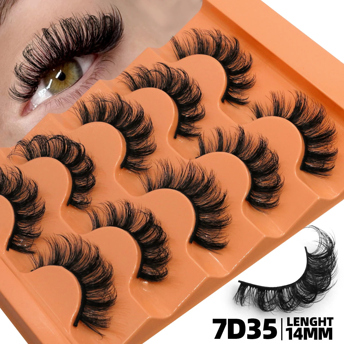 5 Pairs Fluffy Eyelashes 8D Volume False Lashes Russian Strip Lashes Extensions Thick Soft Curly Fake Lashes Makeup