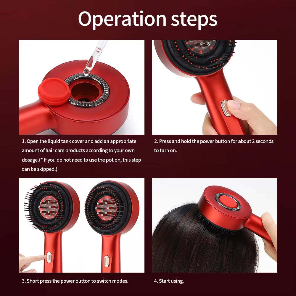 Head Massager Vibration Massage Comb Red Light Therapy Hair Growth Massage Scalp Brush anti Hair Loss Liquid Oil Hair Care