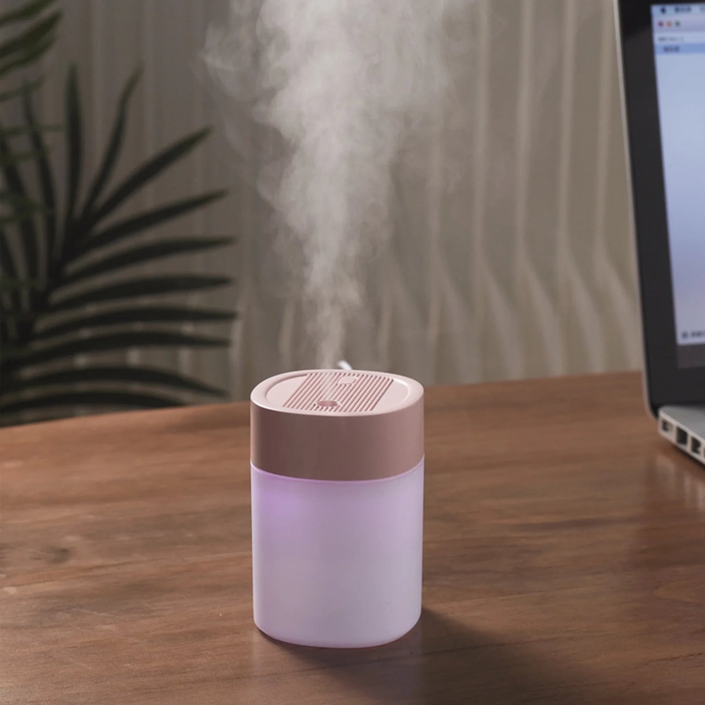 Portable Mini USB Humidifier with Light, 200 ML Quiet Cool Mist Humidifier for Bedroom and Office, Plants, Easy to Clean, Home Supplies